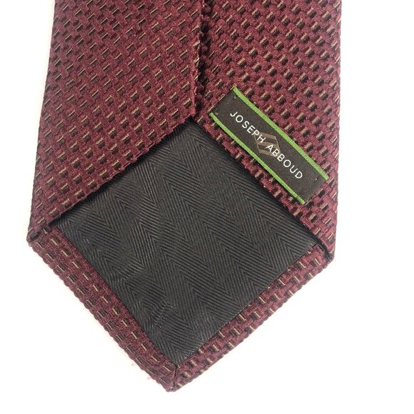 Vintage JOSEPH ABBOUD made in ITALY 100% Silk Tie Necktie Burgandy Geometric - Picture 4 of 5